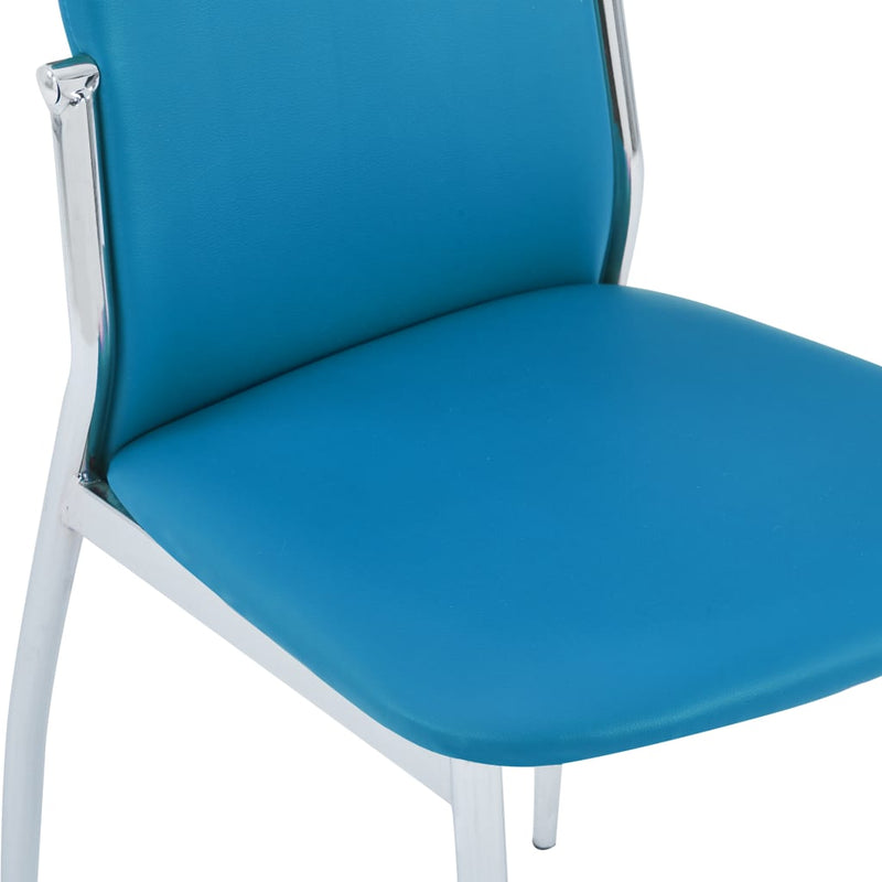 Dining Chairs 4 pcs Blue Faux Leather