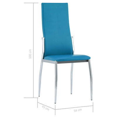 Dining Chairs 4 pcs Blue Faux Leather