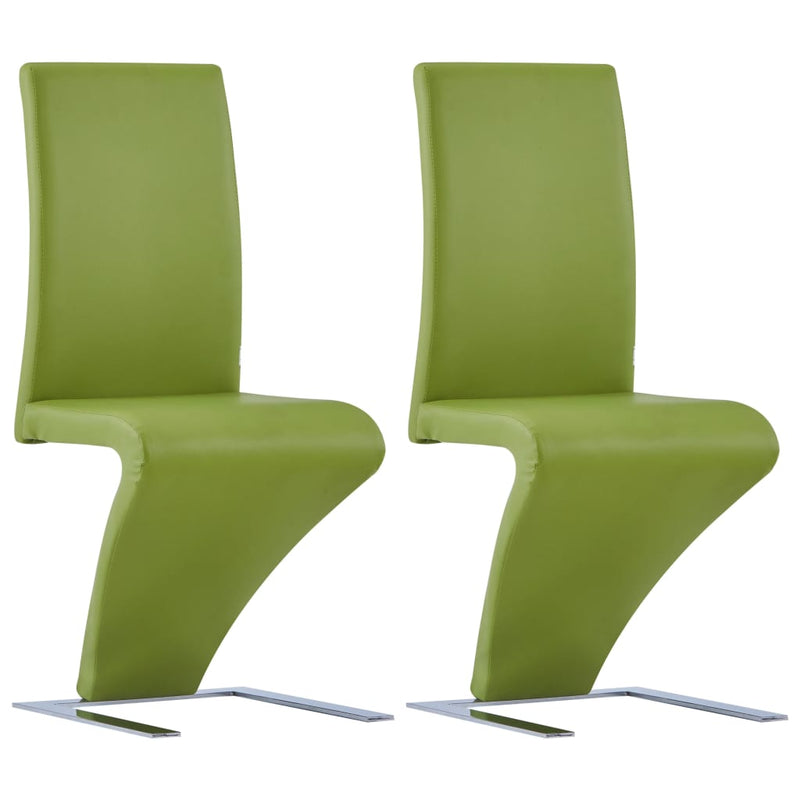 Dining Chairs with Zigzag Shape 2 pcs Green Faux Leather