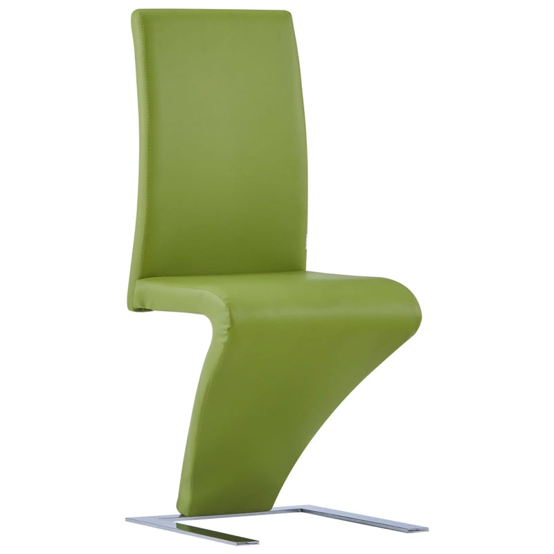 Dining Chairs with Zigzag Shape 2 pcs Green Faux Leather