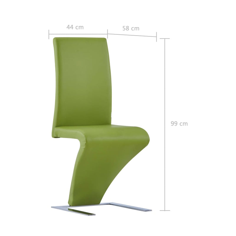 Dining Chairs with Zigzag Shape 2 pcs Green Faux Leather