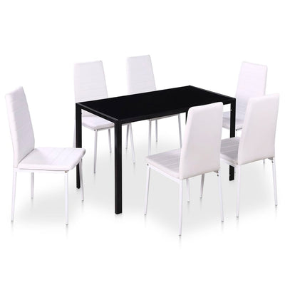 7 Piece Dining Table Set Black and White