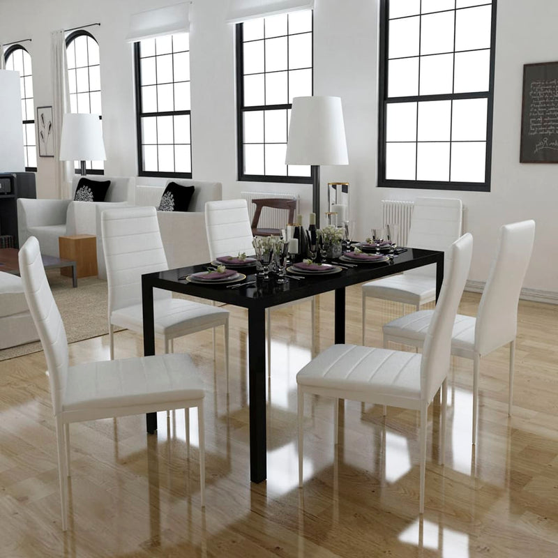 7 Piece Dining Table Set Black and White