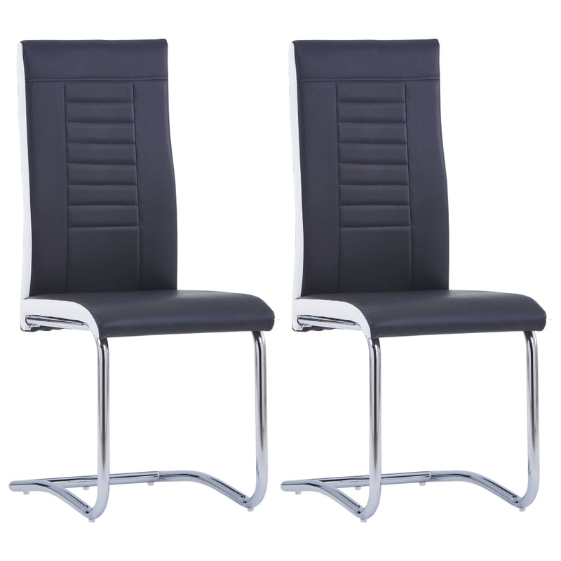 Cantilever Dining Chairs 2 pcs Black Faux Leather