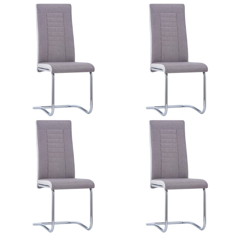 Cantilever Dining Chairs 4 pcs Taupe Fabric