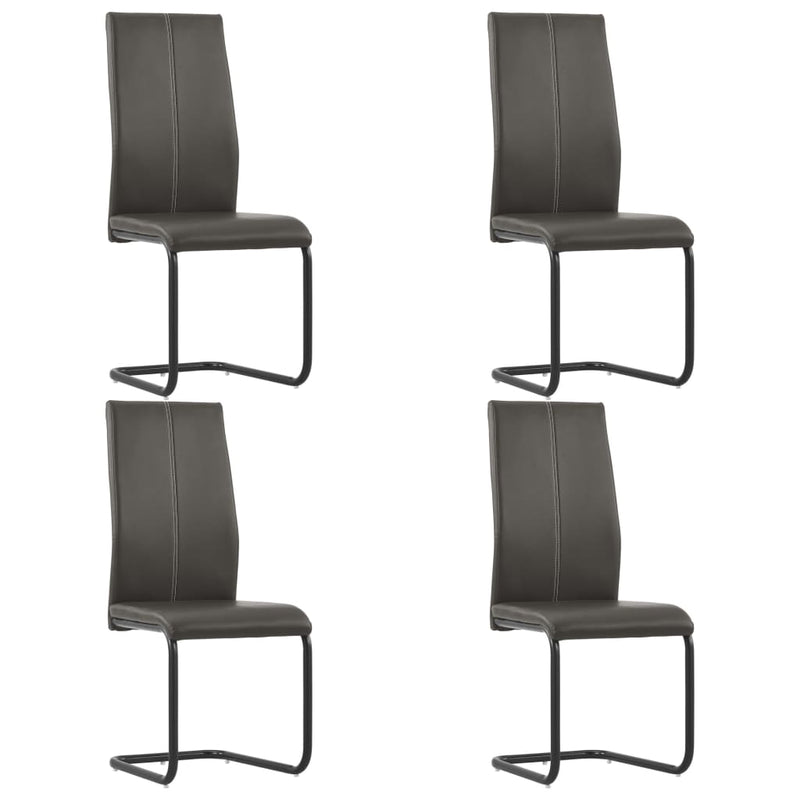 Cantilever Dining Chairs 4 pcs Brown Faux Leather