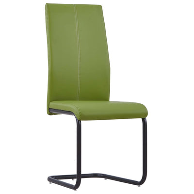 Cantilever Dining Chairs 4 pcs Green Faux Leather