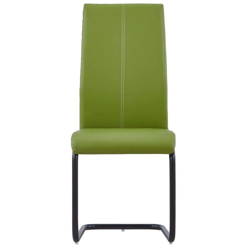 Cantilever Dining Chairs 4 pcs Green Faux Leather