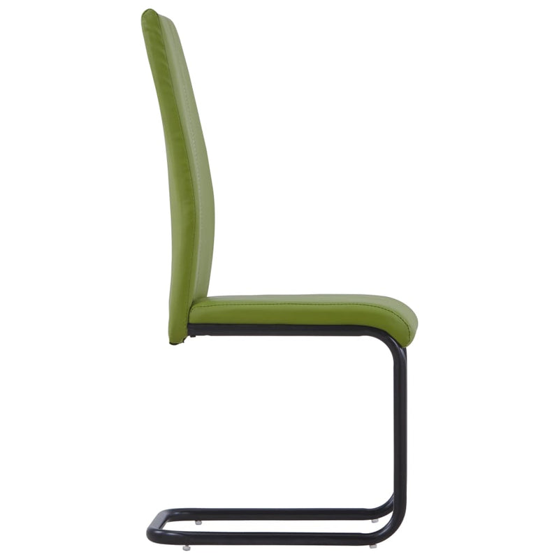 Cantilever Dining Chairs 4 pcs Green Faux Leather