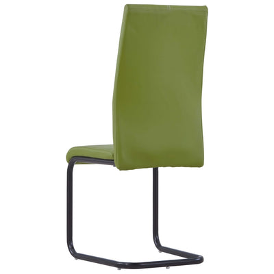 Cantilever Dining Chairs 4 pcs Green Faux Leather