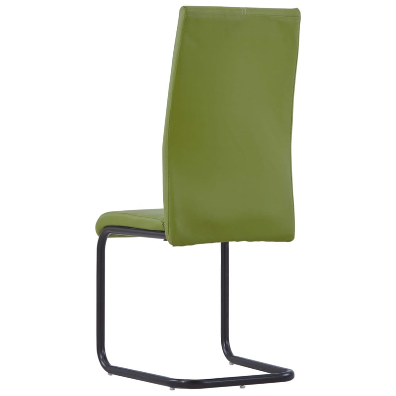 Cantilever Dining Chairs 4 pcs Green Faux Leather