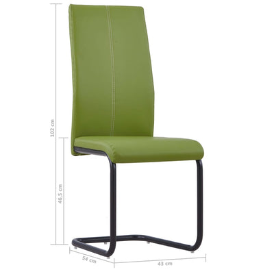 Cantilever Dining Chairs 4 pcs Green Faux Leather