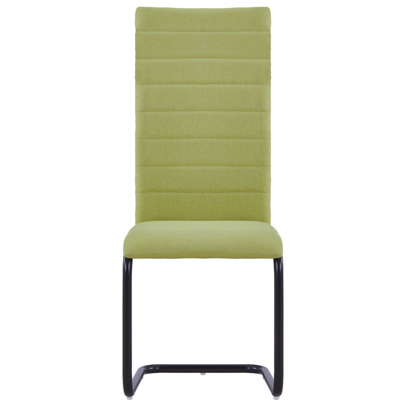 Cantilever Dining Chairs 2 pcs Green Fabric