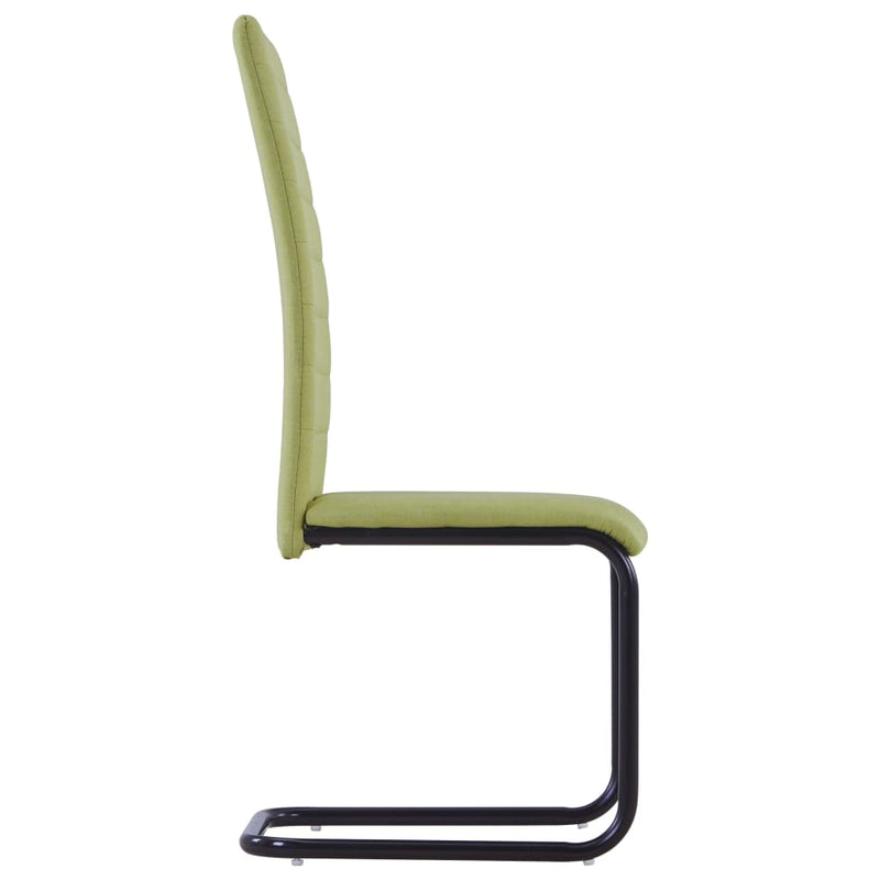 Cantilever Dining Chairs 2 pcs Green Fabric