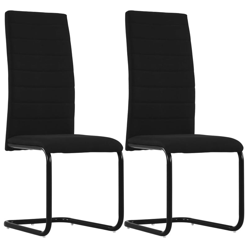 Cantilever Dining Chairs 2 pcs Black Fabric