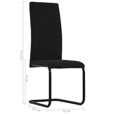 Cantilever Dining Chairs 2 pcs Black Fabric