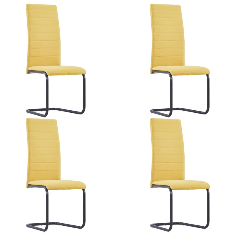 Cantilever Dining Chairs 4 pcs Yellow Fabric