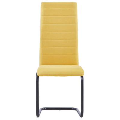 Cantilever Dining Chairs 4 pcs Yellow Fabric