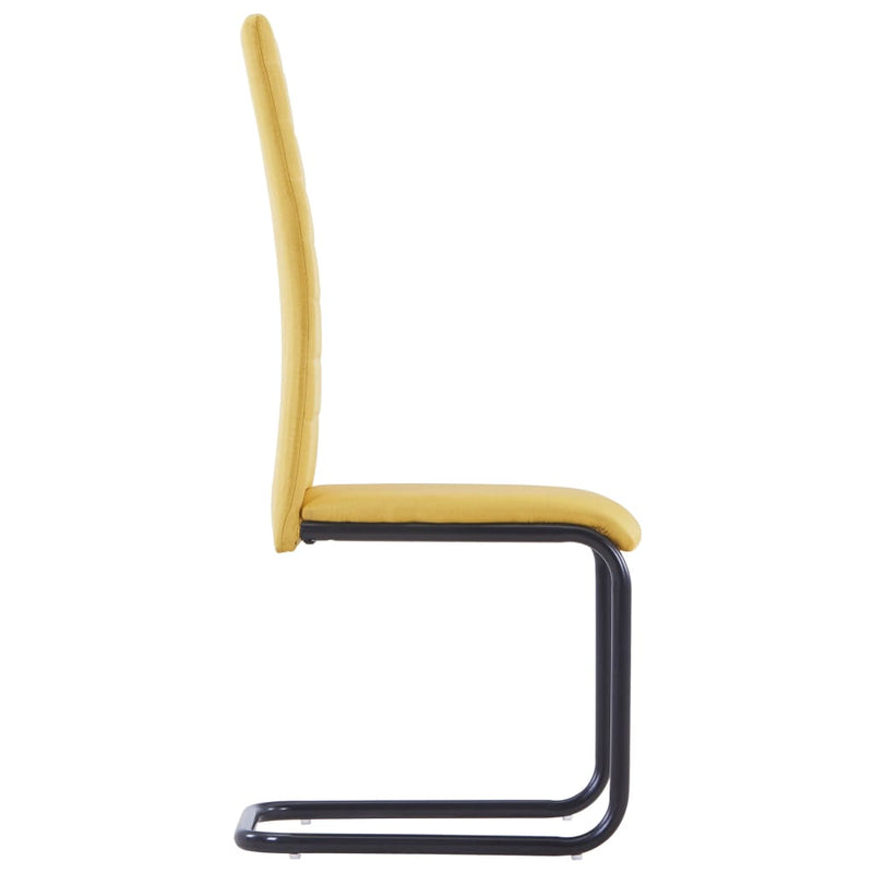 Cantilever Dining Chairs 4 pcs Yellow Fabric