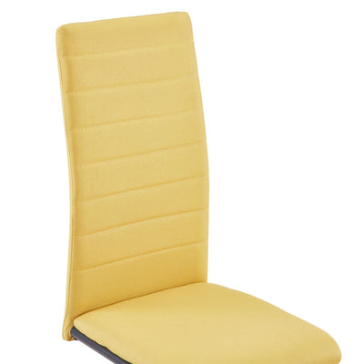 Cantilever Dining Chairs 4 pcs Yellow Fabric