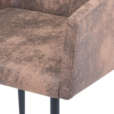 Dining Chairs with Armrests 2 pcs Brown Faux Suede Leather