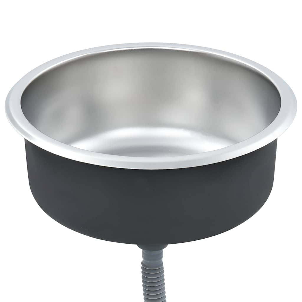 vidaXL Kitchen Sink with Strainer and Trap Stainless Steel 5