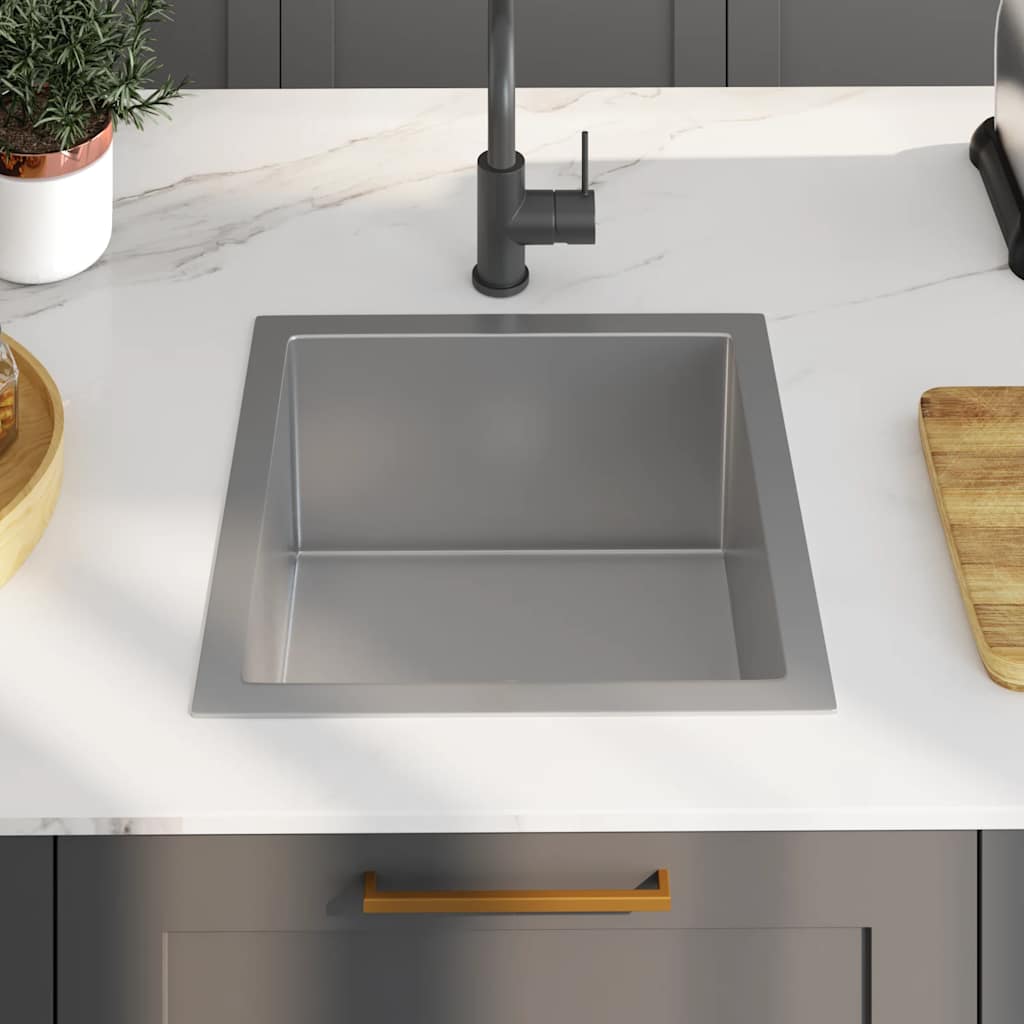 vidaXL Handmade Kitchen Sink Stainless Steel 3