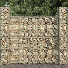 145088 vidaXL Gabion Baskets 3 pcs Galvanised Steel 25x25x197 cm 1
