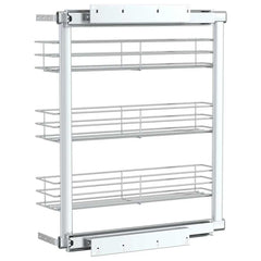 vidaXL 3-Tier Pull-out Kitchen Wire Basket Silver 47x15.5x55.5 cm 6