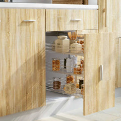 vidaXL 3-Tier Pull-out Kitchen Wire Basket Silver