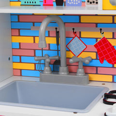 vidaXL Kids' Play Kitchen MDF 80x30x85 cm Multicolour 6