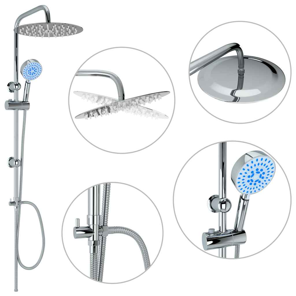 145056 vidaXL Dual Head Shower Set with Hand Shower Stainless Steel 2