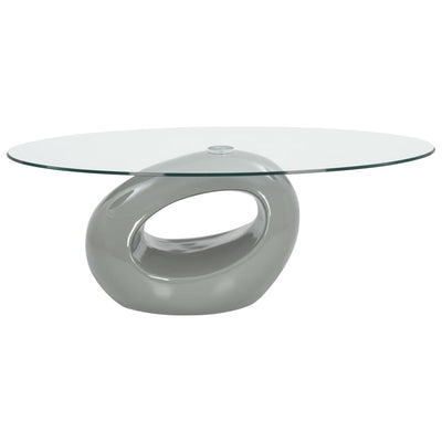 Coffee Table with Oval Glass Top High Gloss Grey