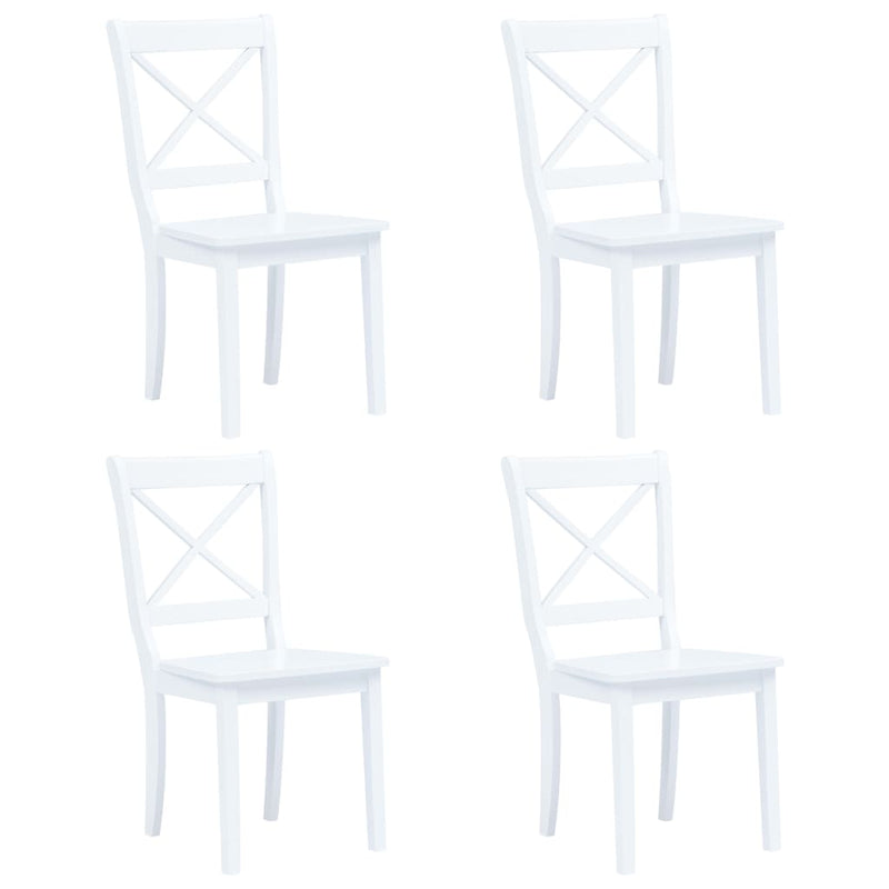 5 Piece Dining Set Solid Rubber Wood White