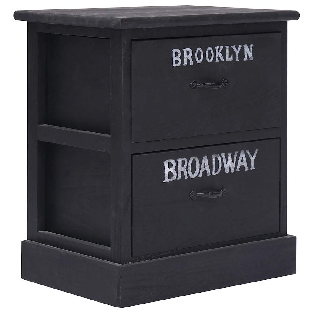 vidaXL Cabinet | Black | Paulownia Wood | 38x28x45 cm | Bedside Table 1