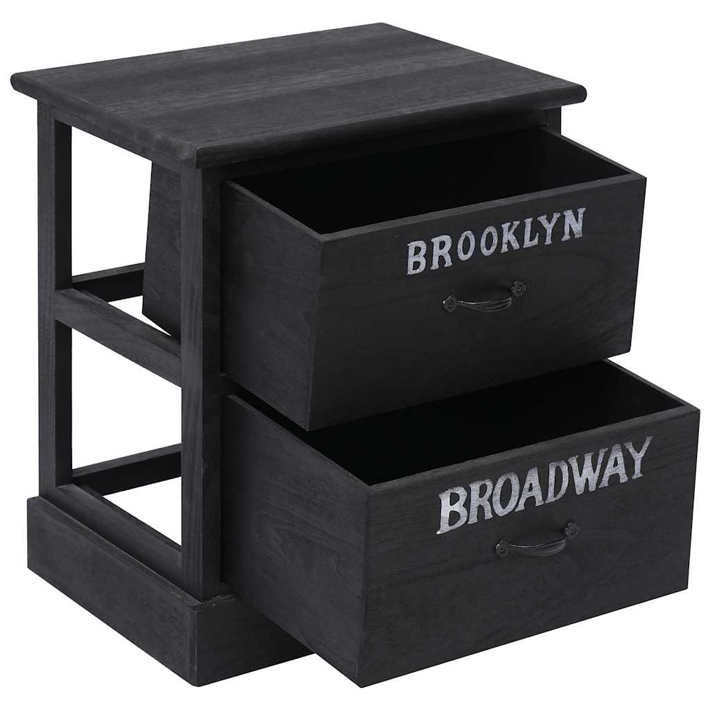vidaXL Cabinet | Black | Paulownia Wood | 38x28x45 cm | Bedside Table 3