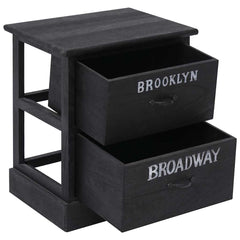 vidaXL Cabinet | Black | Paulownia Wood | 38x28x45 cm | Bedside Table 3
