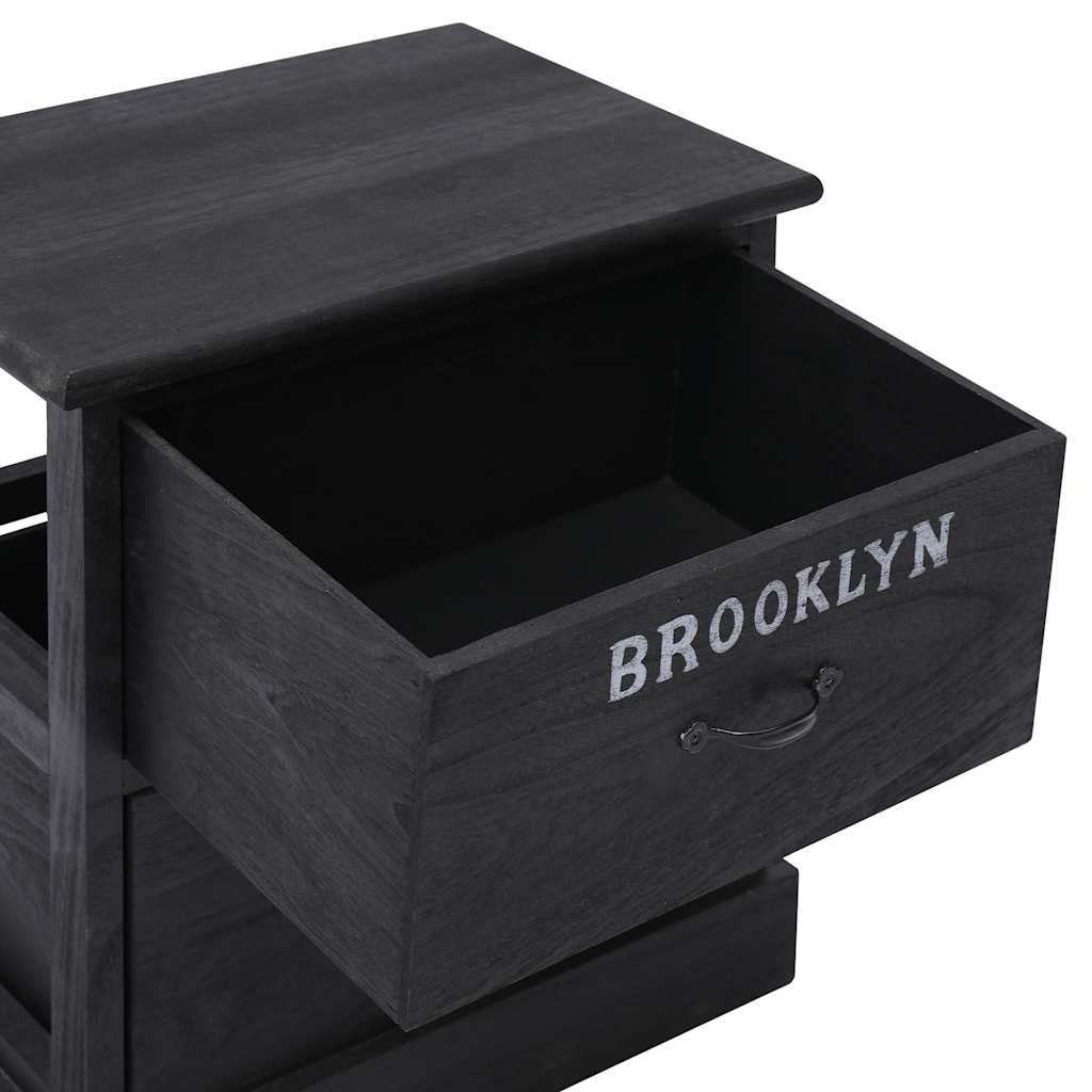 vidaXL Cabinet | Black | Paulownia Wood | 38x28x45 cm | Bedside Table 5