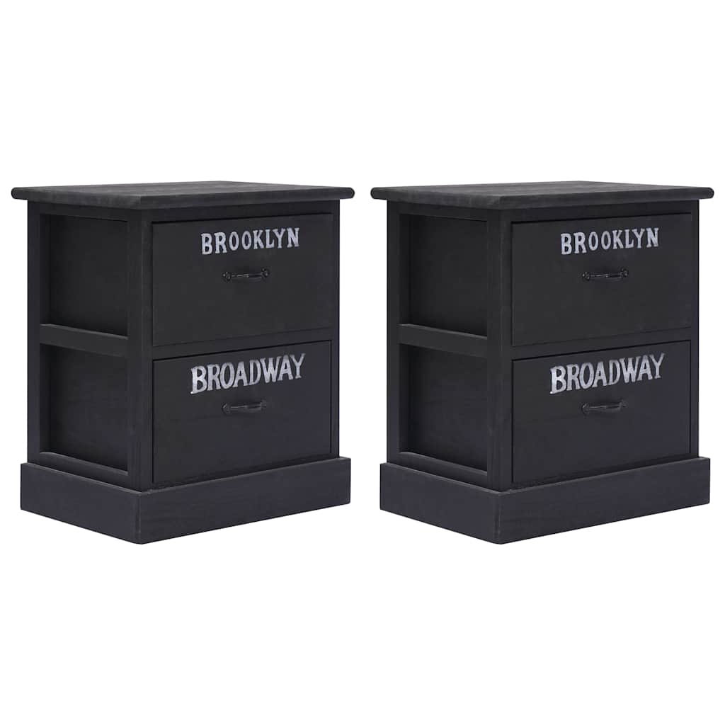 vidaXL Cabinet | Set of 2 | Black | Paulownia wood | Compact | Cabinet 1