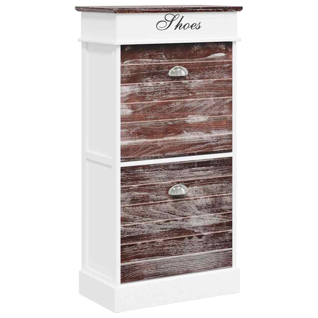 vidaXL Shoe Cabinet | Brown and White | Paulownia Wood | Medium | Shoe Cabinet 2