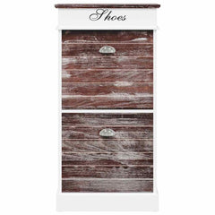 vidaXL Shoe Cabinet | Brown and White | Paulownia Wood | Medium | Shoe Cabinet 4