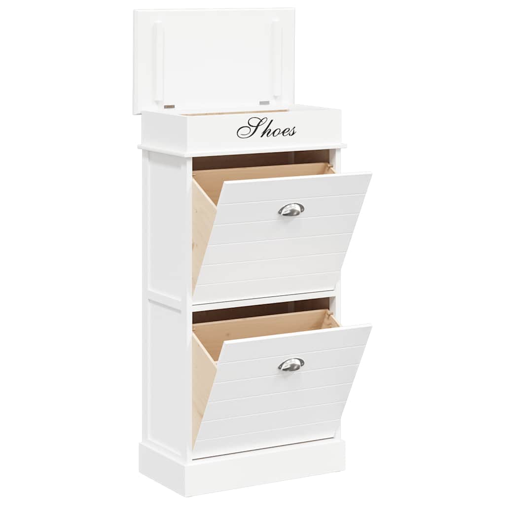 vidaXL Shoe Cabinet | White | Paulownia Wood | 50x28x98 cm | Shoe Cabinet 3