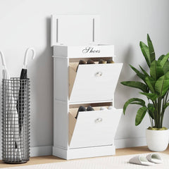 vidaXL Shoe Cabinet | White | Paulownia Wood | 50x28x98 cm | Shoe Cabinet 1