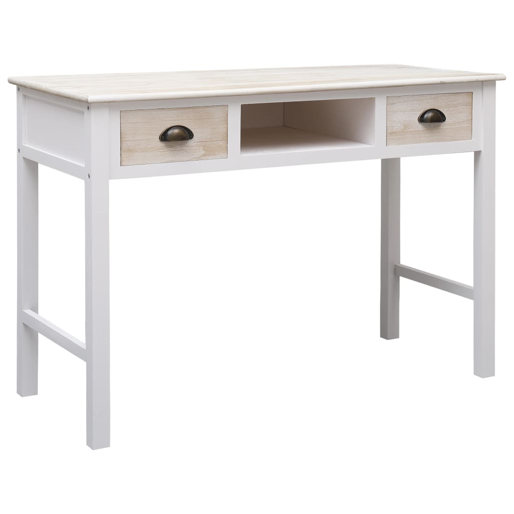 vidaXL Console Table | Natural Colour and White | Poplar Wood and Paulownia Wood 1