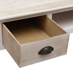 vidaXL Console Table | Natural Colour and White | Poplar Wood and Paulownia Wood 6