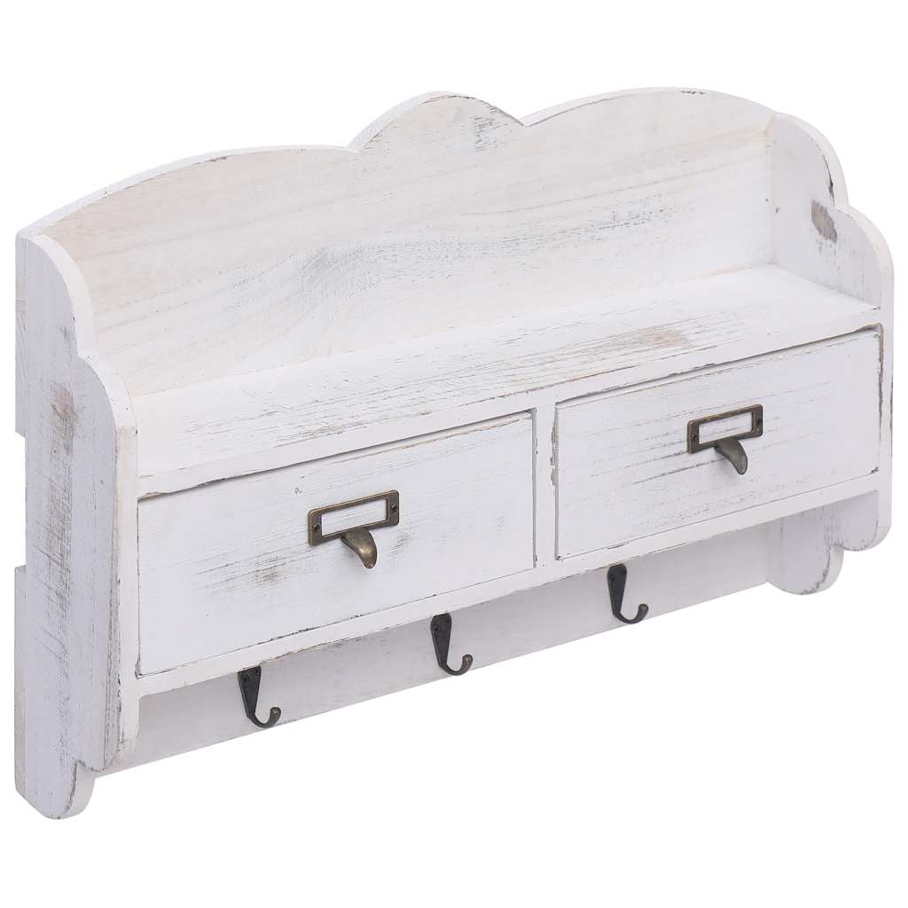 vidaXL Coat Rack | White | Paulownia and Poplar Wood | Medium | Wall Mounted 2