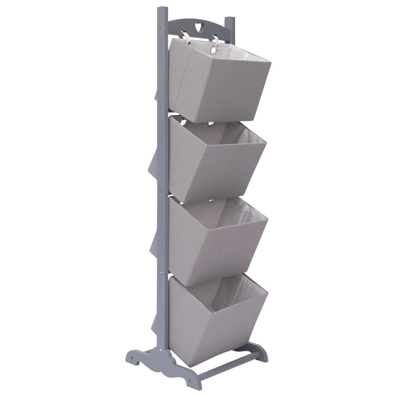 4-Layer Basket Rack Dark Grey 35x35x125 cm Wood