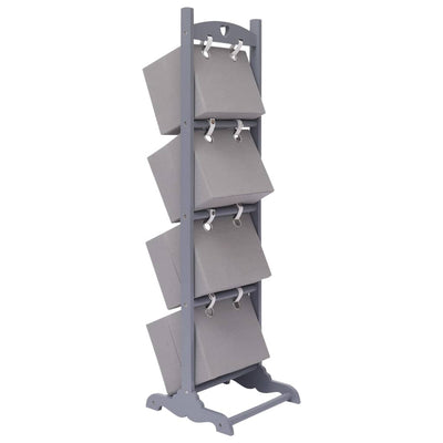 4-Layer Basket Rack Dark Grey 35x35x125 cm Wood