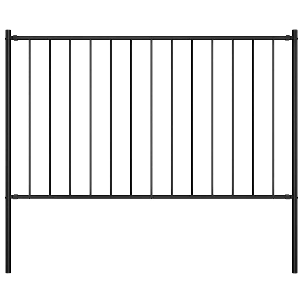 vidaXL Fence Panel Woerden with Posts Steel 1.7x0.75 m Black 1