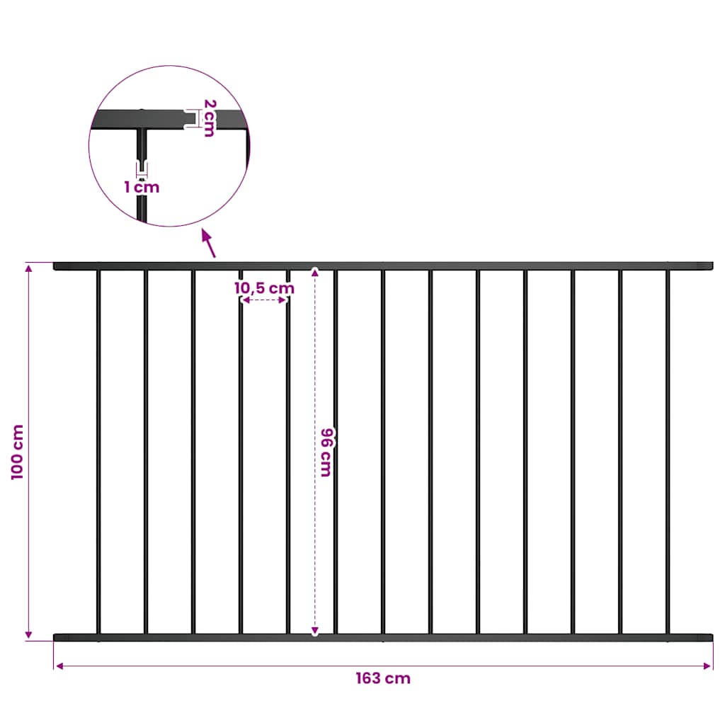 vidaXL Fence Panel "Woerden" Powder-coated Steel 163x100 cm Black 4